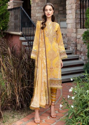 Three Piece, Gulaal Springtime Ballet Lawn - yellow