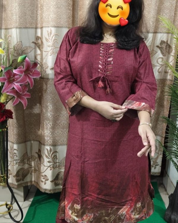 Co-Ord Set, Outfit, Cotton fabrics, Maroon Red Color - Image 3