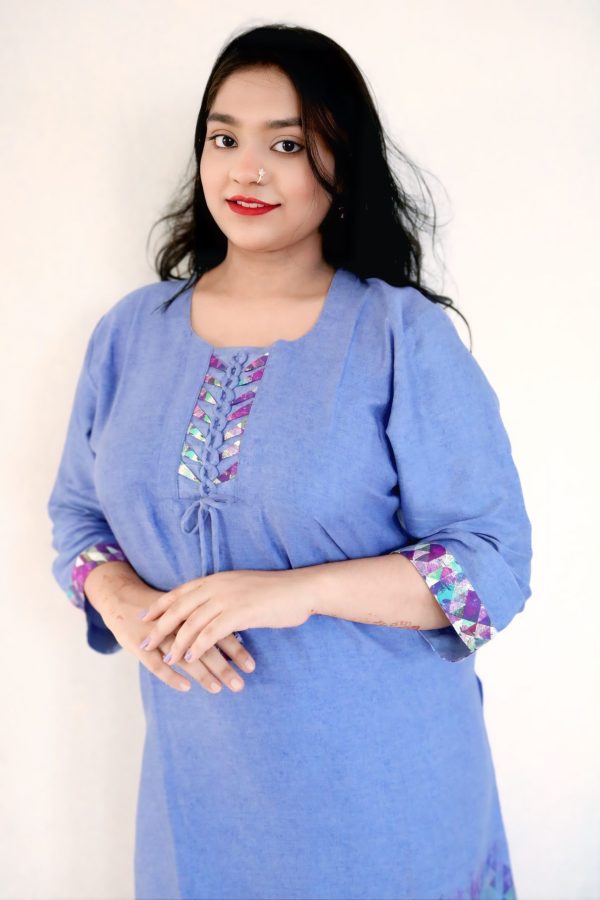 Co-Ord Set, Outfit, Cotton fabrics, Blue Color - Image 3