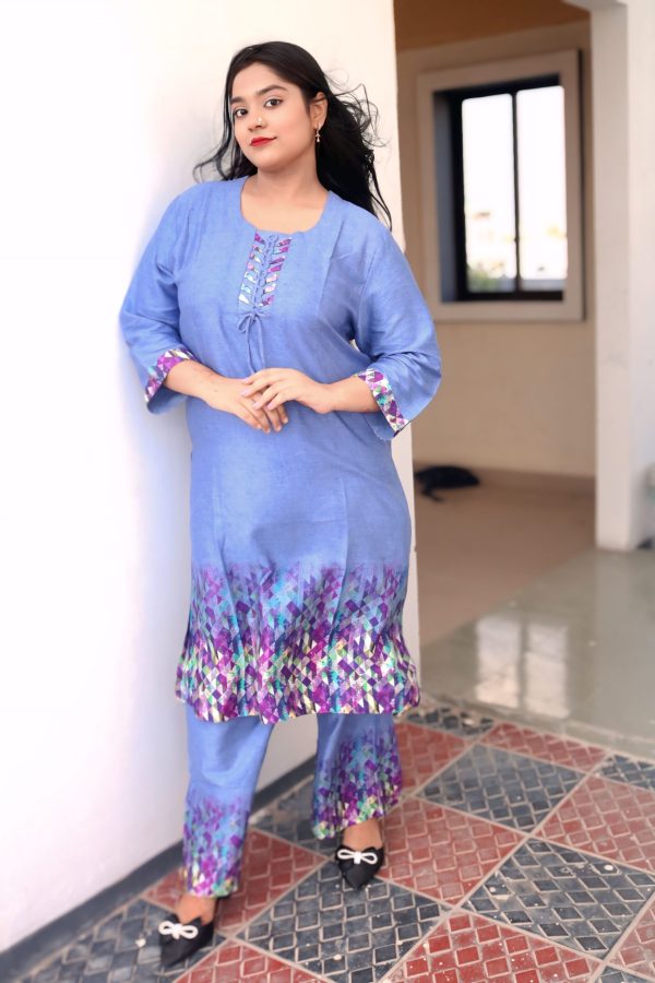 Co-Ord Set, Outfit, Cotton fabrics, Blue Color - Image 4