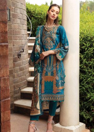 Gulaal Springtime Ballet Lawn, Unstitched three piece blue color