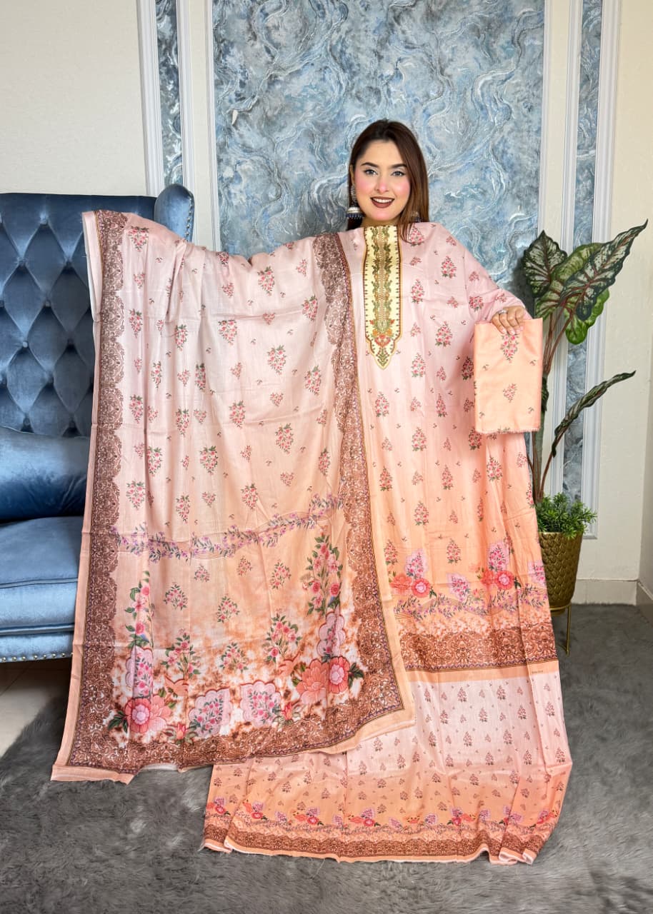 Premium Cotton Digital Print Unstitched 3-Piece Collection - Image 4