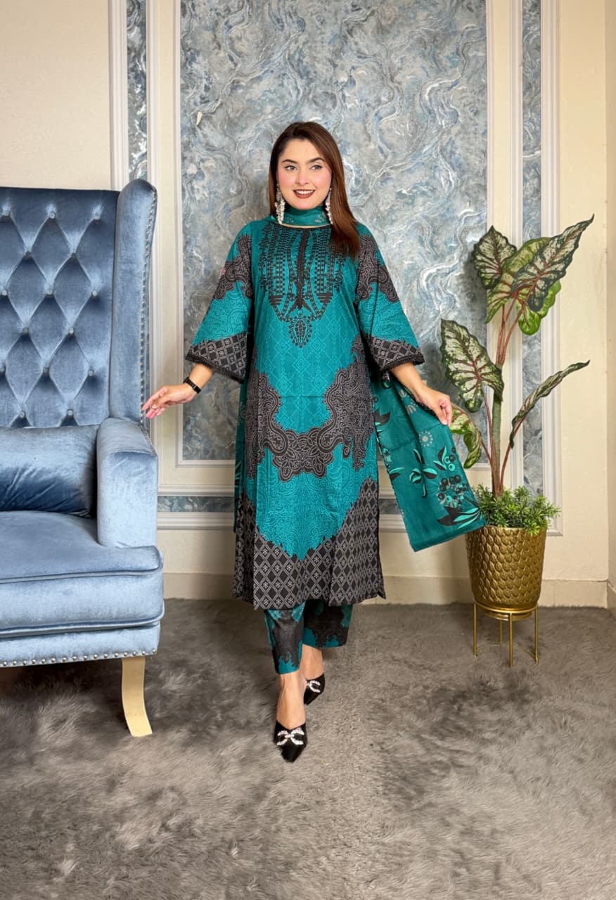 Premium Cotton Digital Print Unstitched 3-Piece Collection - Image 3