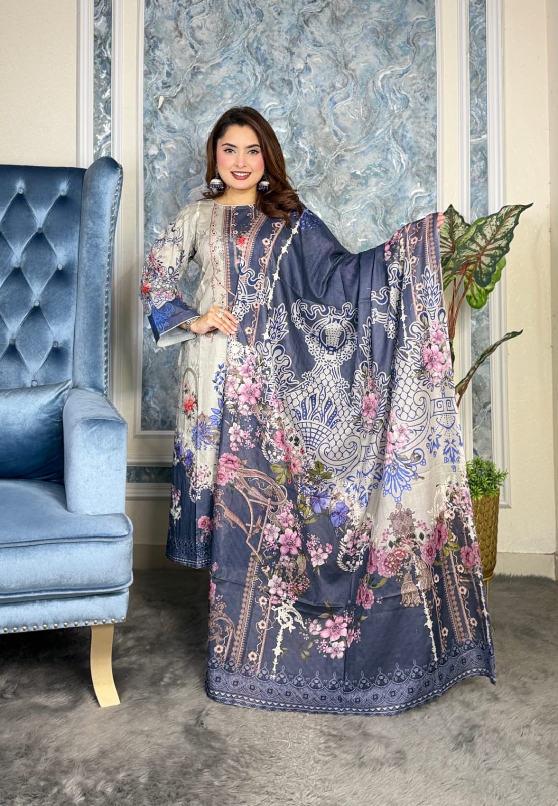 Lawn Cotton Digital Print Unstitched 3 Piece - Image 2