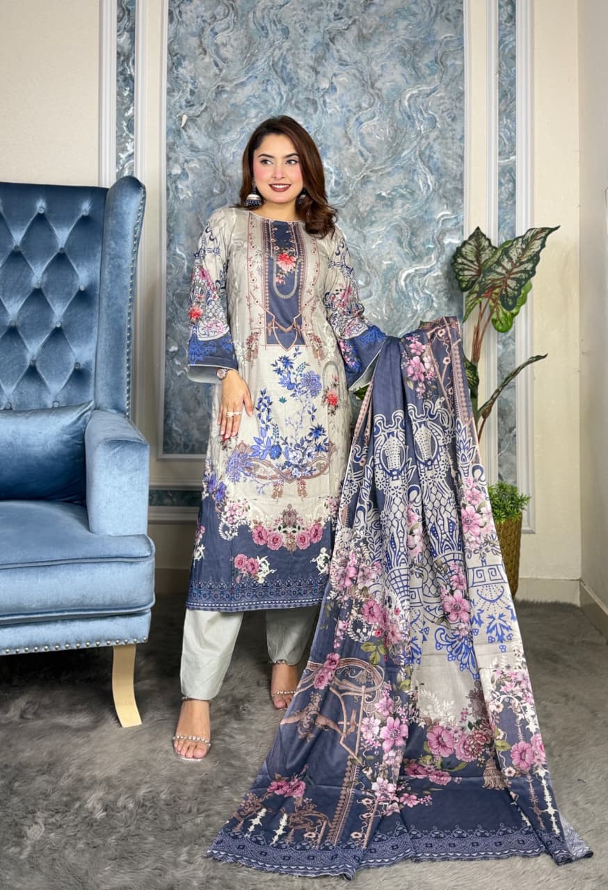 Lawn Cotton Digital Print Unstitched 3 Piece - Image 3