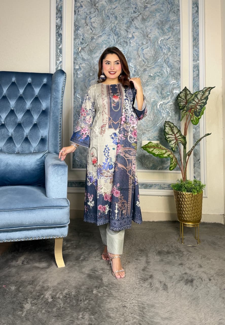 Lawn Cotton Digital Print Unstitched 3 Piece - Image 4