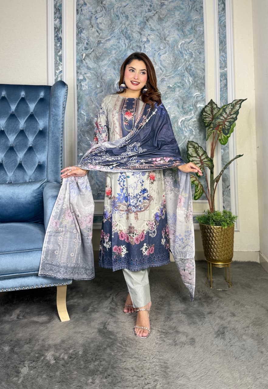 Lawn Cotton Digital Print Unstitched 3 Piece - Image 5