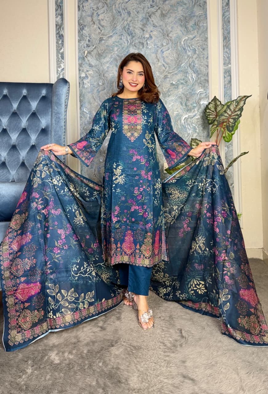 Lawn Cotton Digital Print Unstitched 3 piece - Image 4