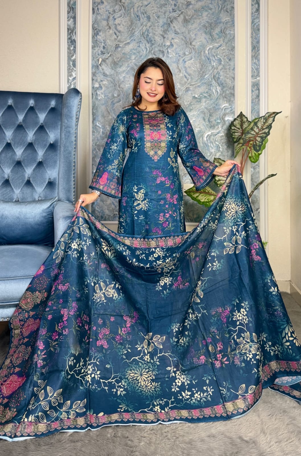 Lawn Cotton Digital Print Unstitched 3 piece - Image 3