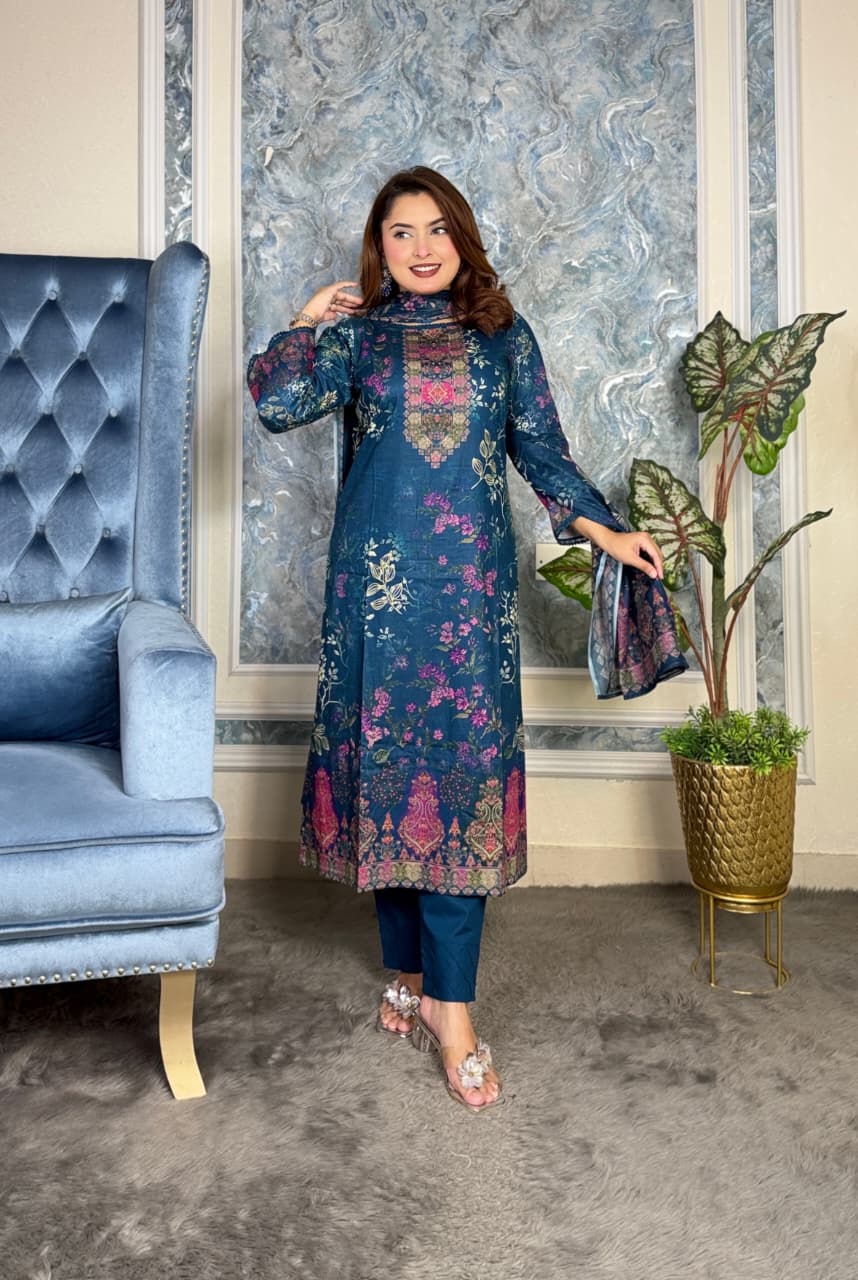 Lawn Cotton Digital Print Unstitched 3 piece - Image 2