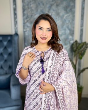 Butterfly Silk Printed Unstitched Three Piece