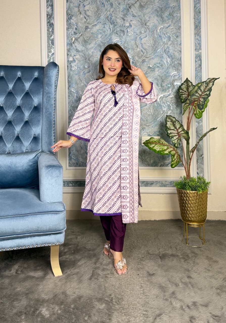 Butterfly Silk Printed Unstitched Three Piece - Image 2