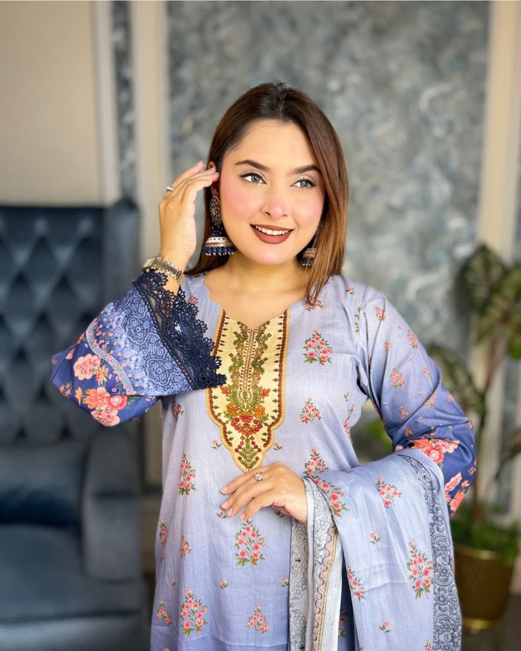 Premium Cotton Digital Print Unstitched 3-Piece Collection