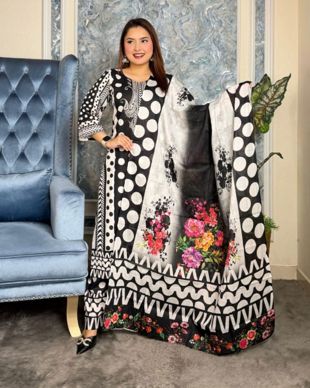 Premium Cotton Digital Print Unstitched 3-Piece Collection